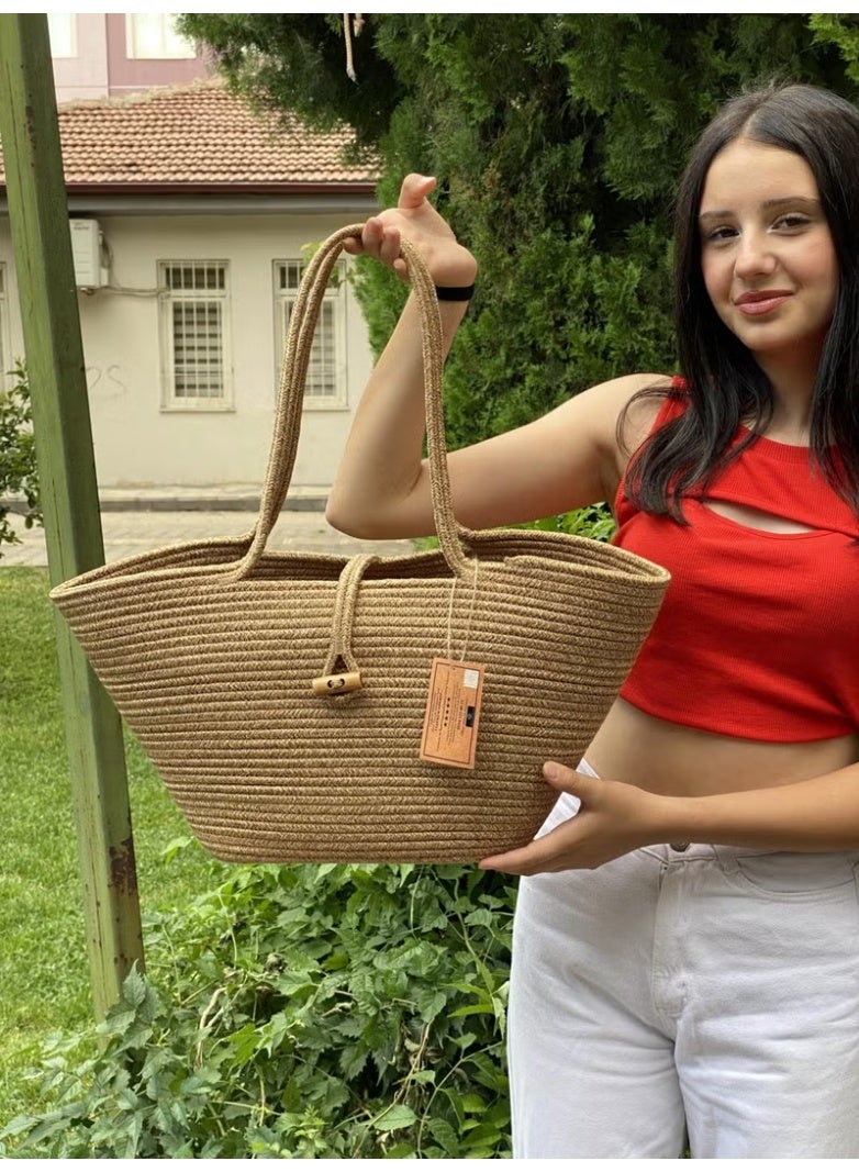 BDZ Deri Jute Straw Look Handbag Beach Bag Shoulder Bag - Image 4